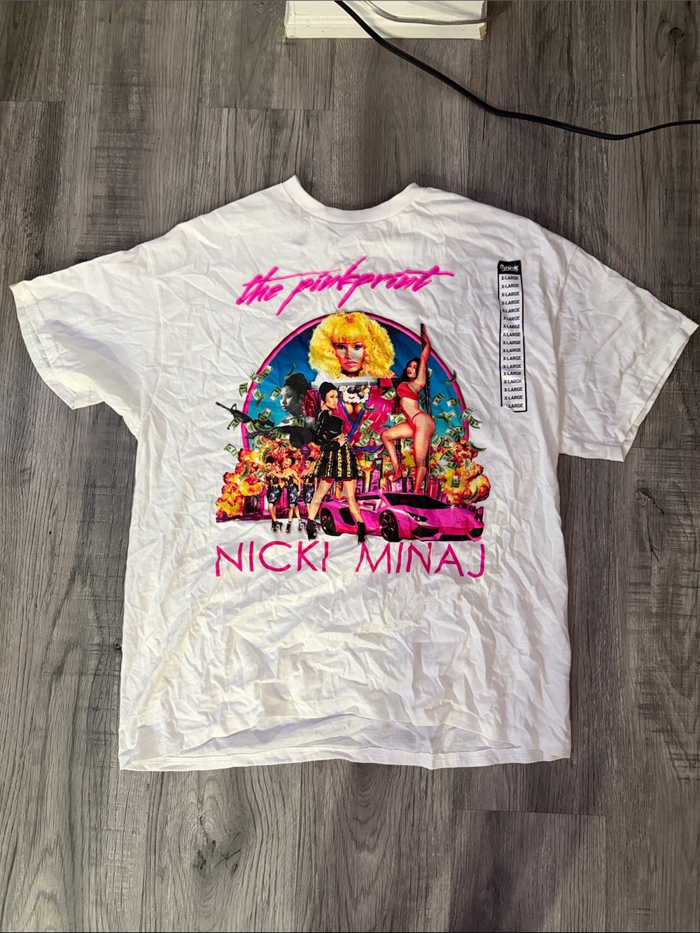 Spencer's White Tee with Pink & Multicolor Nicki Minaj Graphic
